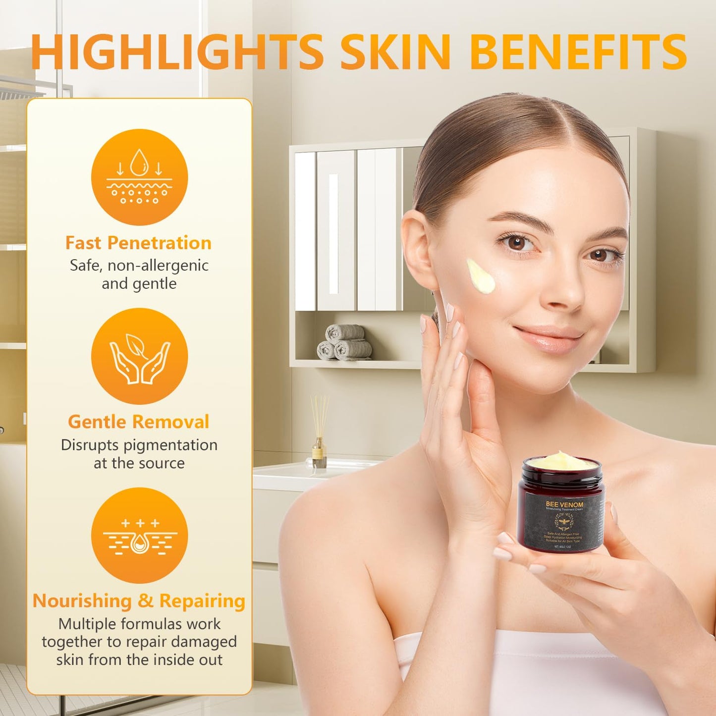 Bee Venom Cream,Bee Venom Comprehensive Cream, Bee Venom Skin Cream,Visibly reduces skin blemishes, Natural Professional Bee Venom Repair Cream, Gently Nourish the Skin, for All Skin Types (2pcs)