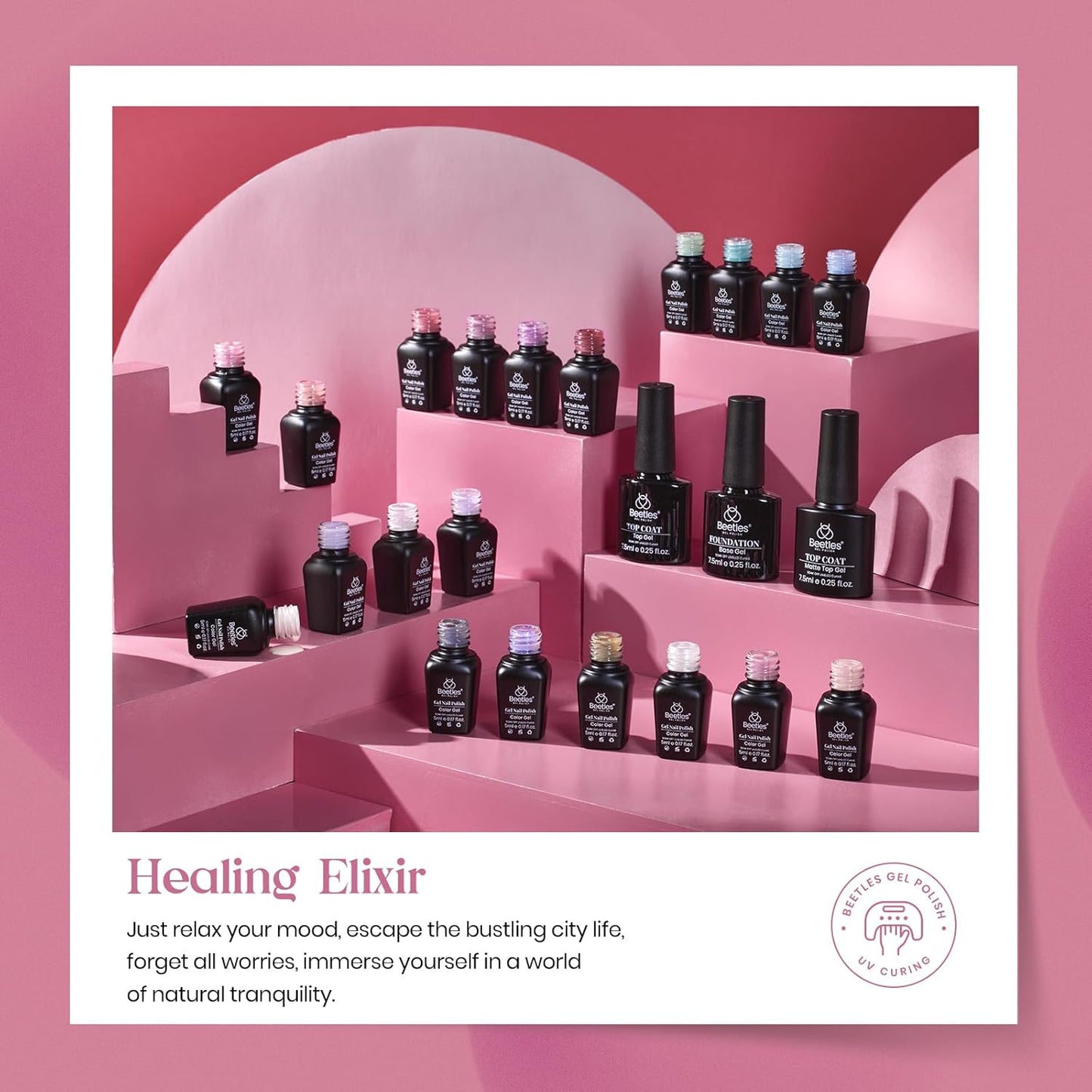 Beetles Neutral Gel Nail Polish Set – Healing Elixir Gel Nail Polish Kit, 20 Colors Pink Blue White Green Pearl with Base Coat Matte Glossy Top Coat for DIY Manicure Gift for Women
