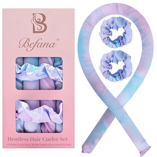 Satin Heatless Curling Set,Overnight Curls Hair Rollers with Hair Scrunchies,Sleep-Friendly Damage-Free Curlers for Soft Natural Waves (Galaxy)