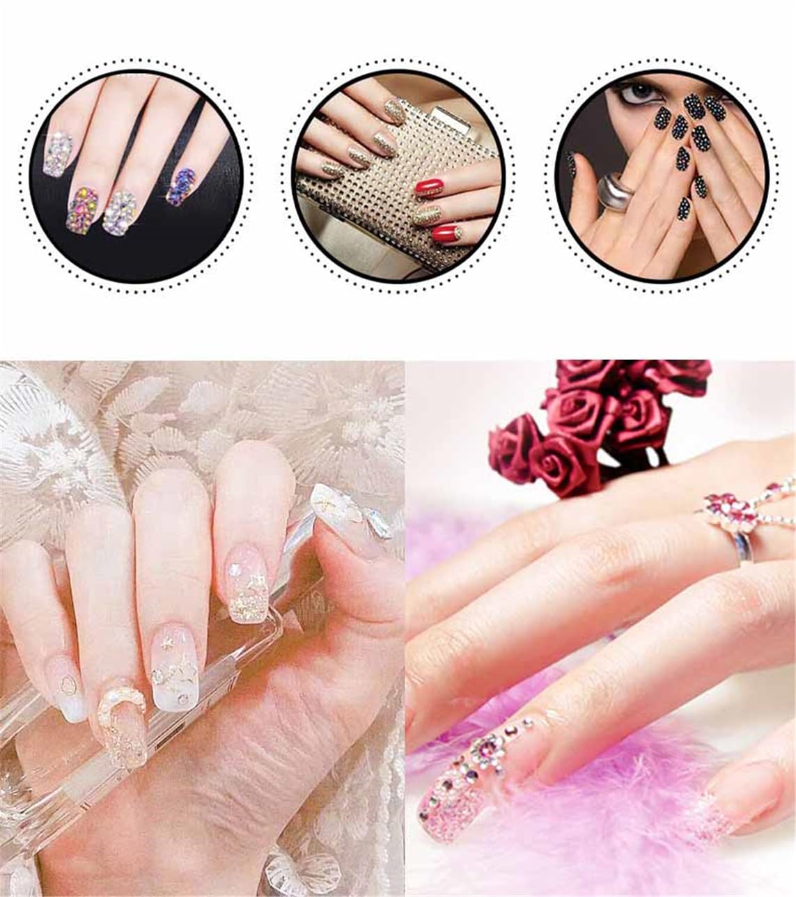 720 Pcs SS30 6mm Flatback Rhinestones for Nails Art Crafts Glitter Round Shine Gems AB Crystals DIY Clothes Shoes （Black-Bottom Sapphire AB）