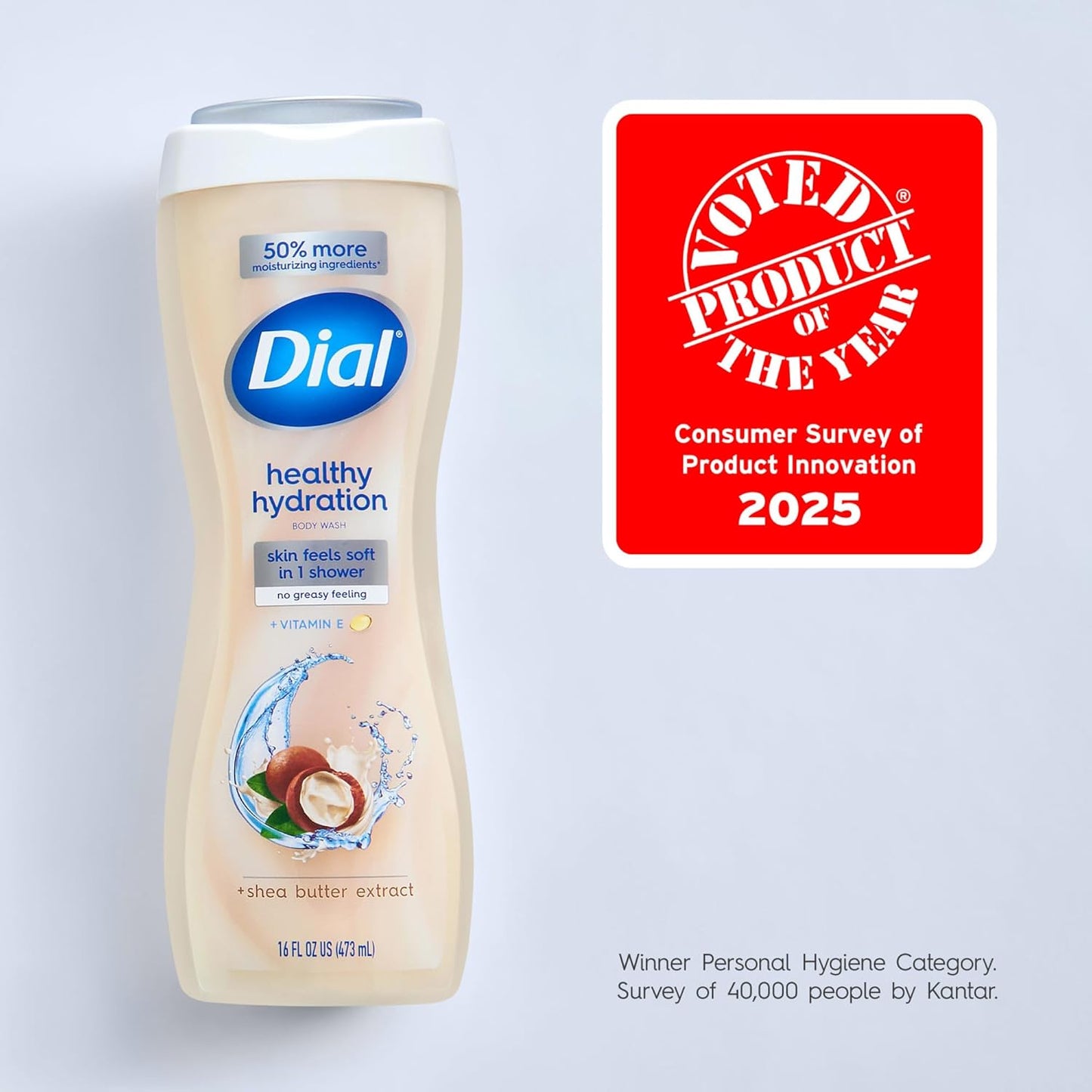 Dial Body Wash, Healthy Hydration, Shea Butter Extract plus Vitamin E, 16 fl oz (Pack of 4)