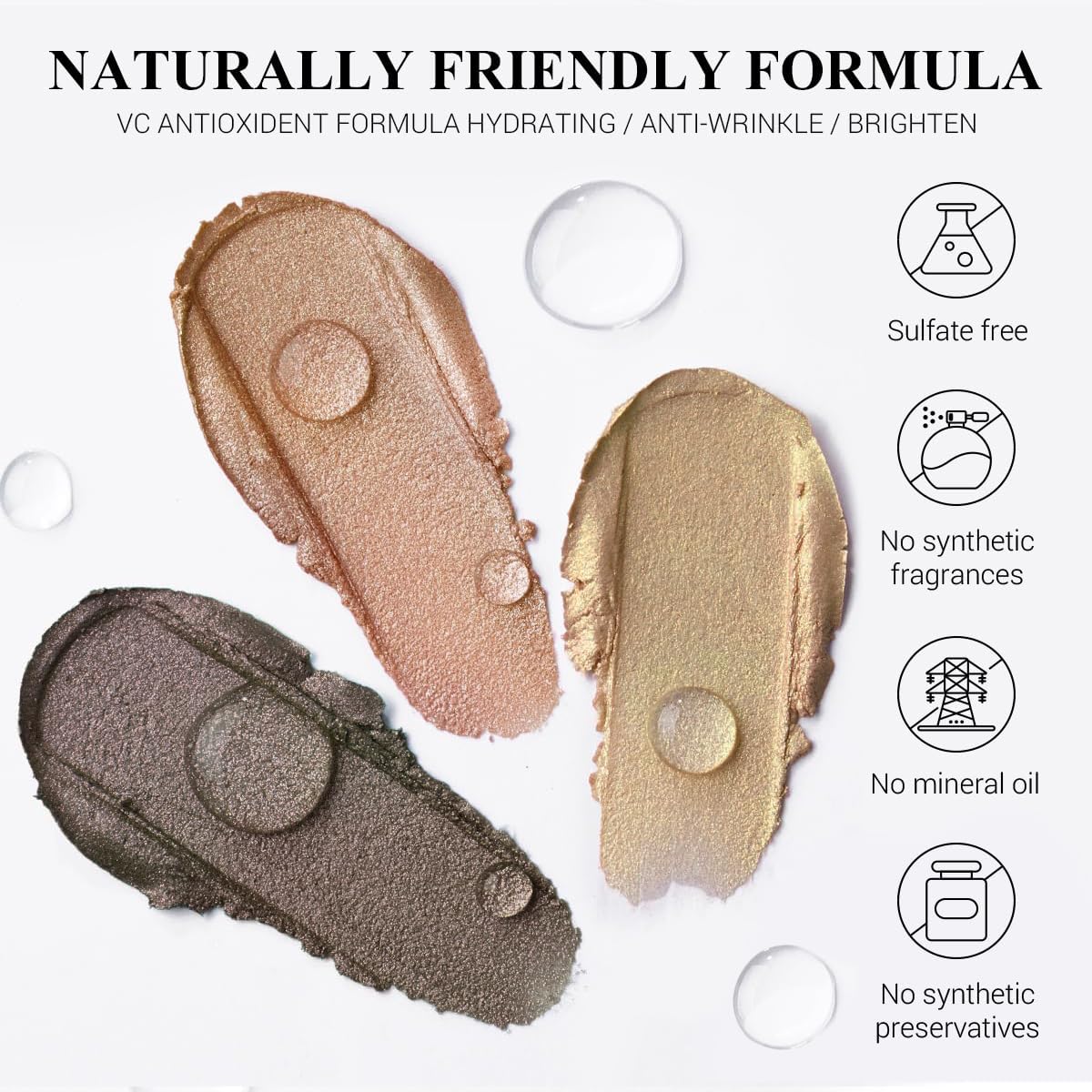 Classic 3PCS Neutral Eyeshadow Stick Makeup Set, Metallic Shimmer Matte Cream Eye Shadow Eyeliner Brightener Pencil Crayon - Golden Glow