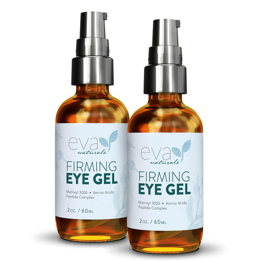 Eva Naturals Anti-Aging Eye Gel - Luxurious Hydrating Under Eye Cream For Dark Circles and Puffiness, Bags, Crows Feet, Wrinkles - With Hyaluronic Acid & Skin-Firming Peptides Eye Serum 2 oz (2 Pack)