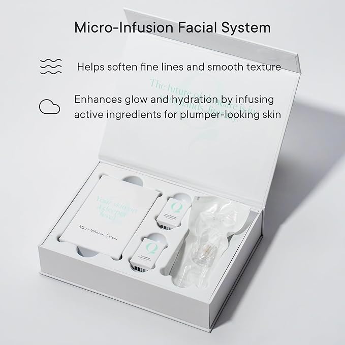 Qure Micro Infusion System for Face & Neck - Facial Moisturizing Essence, Hydrating Serum for All Skin Types, Refreshed Skin - 3-Month Supply