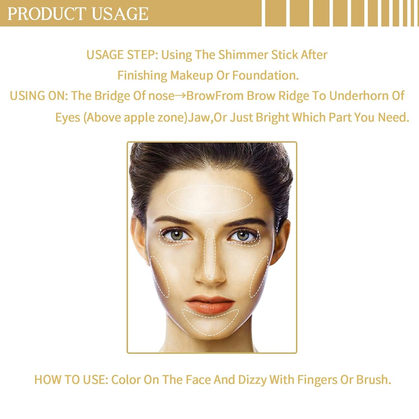 Highlighter Stick, Highlighter Makeup for Face & Body, Cream 3D Contour Stick, Multi-Use Body Shimmer Stick for All Skin Types, Glow, Waterproof, Long Lasting, Ideal for Daily, Party (Gold)