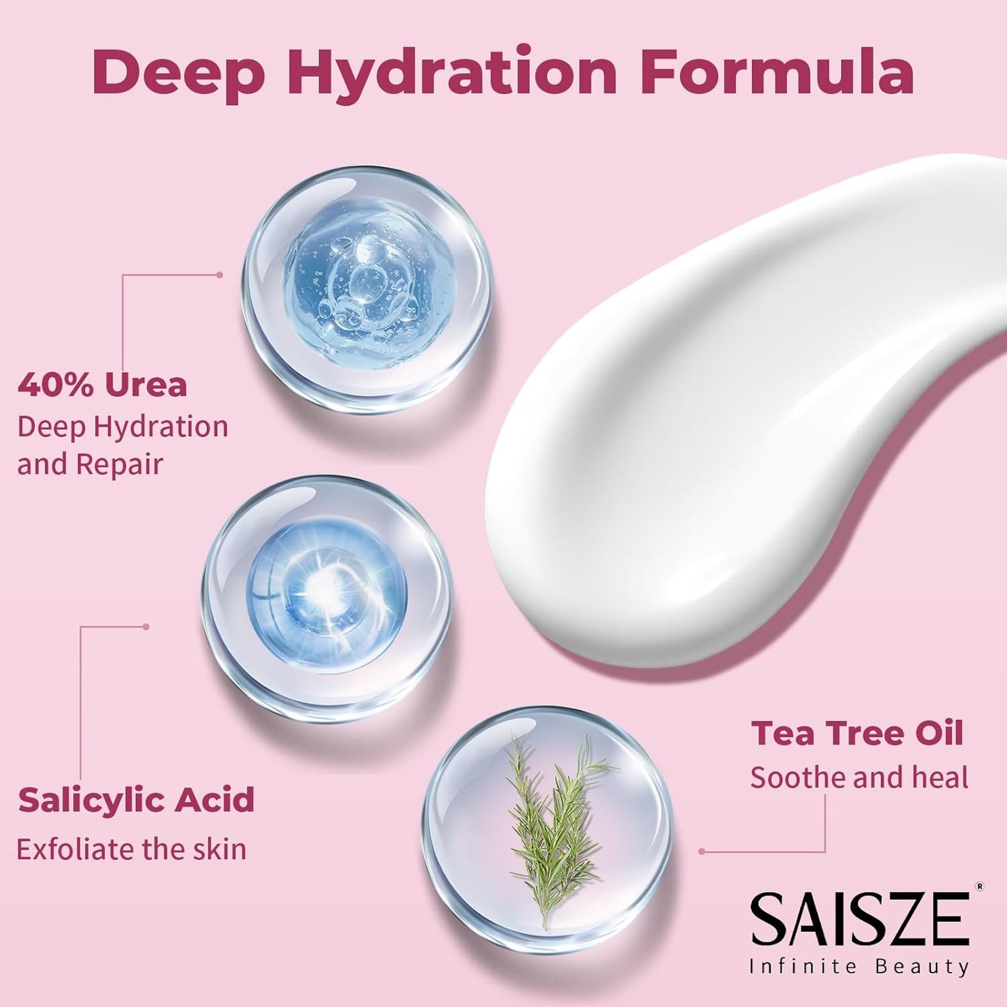 Urea Cream 40 Percent for Feet Maximum Strength, Foot Cream for Dry Cracked Heels and Feet, Moisturizer with 40% Urea and 2% Salicylic Acid, 5.29 oz