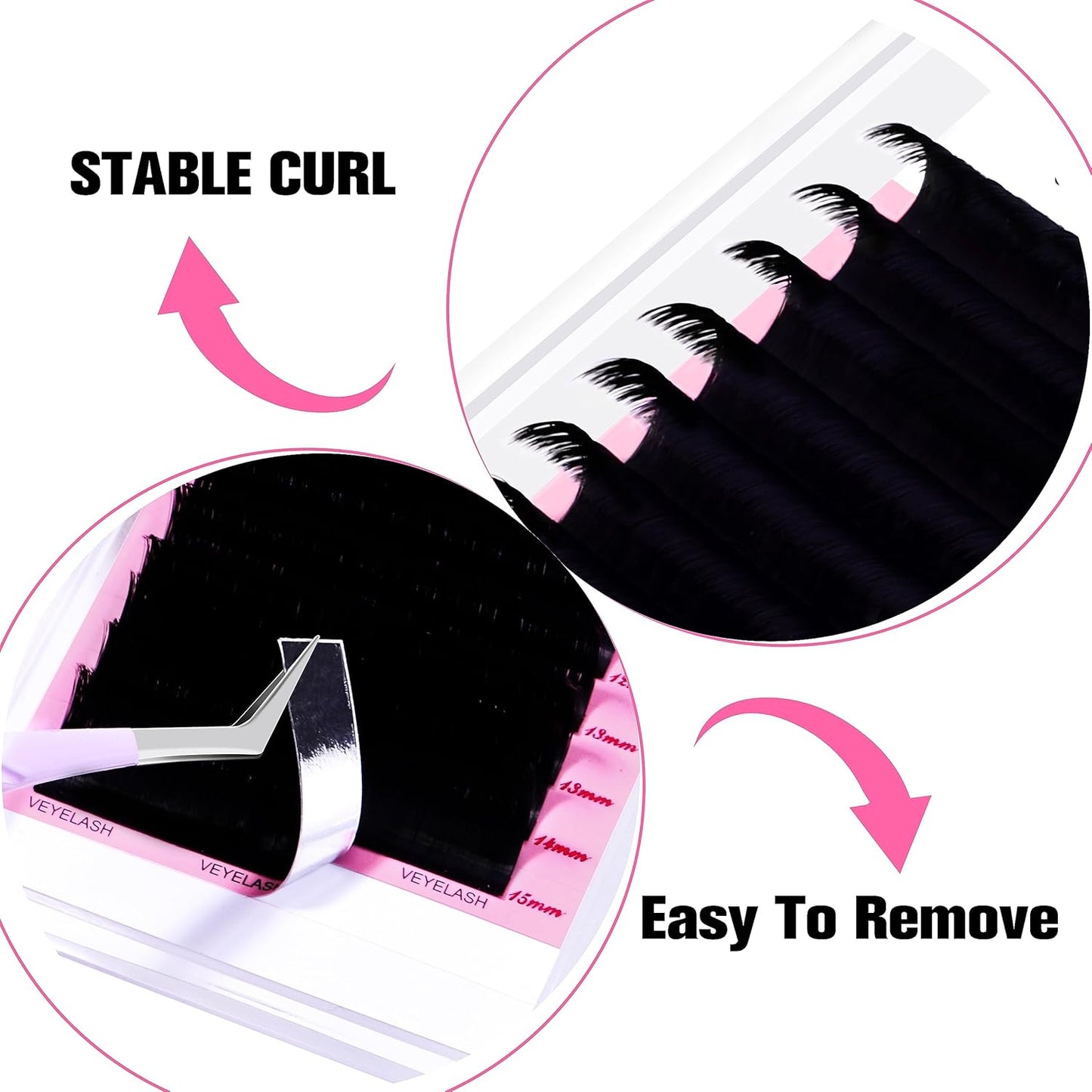 VEYES INC Cashmere Smart Fan Lash Extensions 0.03 0.05 0.07 C/CC/D Curl 8-20mm Mixed & Single Length, Super Matte Black Volume Lashes, Professional Supplies for Lash Techs (0.03 C 15mm)