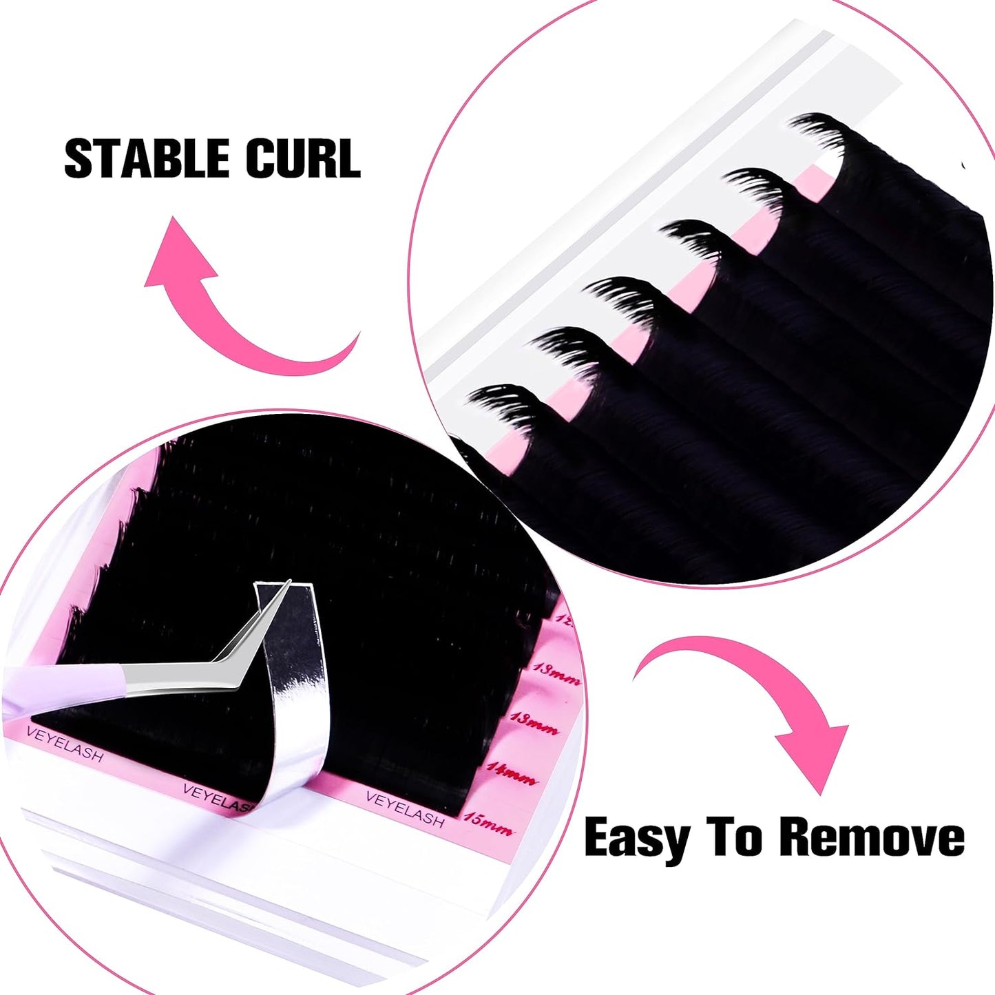 VEYES INC Cashmere Smart Fan Lash Extensions 0.03 0.05 0.07 C/CC/D Curl 8-20mm Mixed & Single Length, Super Matte Black Volume Lashes, Professional Supplies for Lash Techs (0.05 D 9mm)