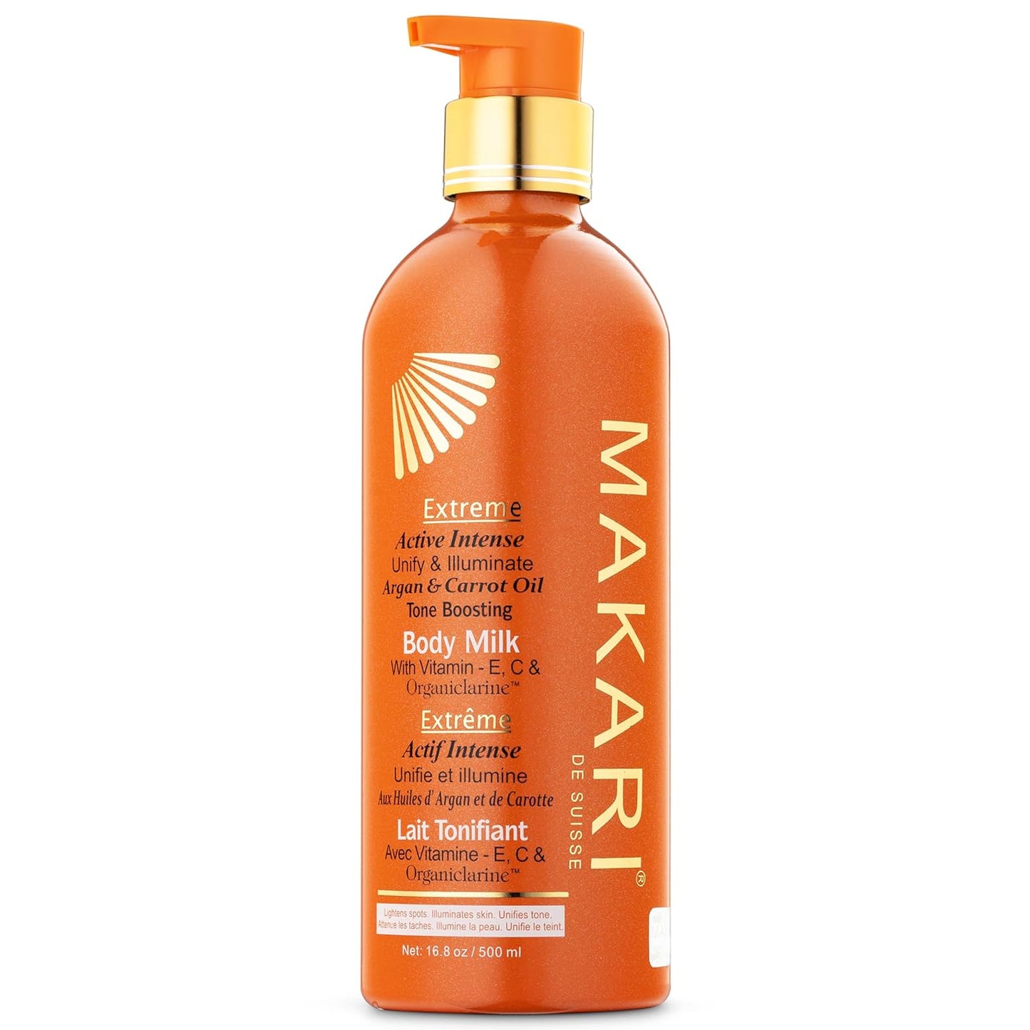 Makari Extreme Active Intense Carrot & Argan Oil Body Milk (16.8 oz) | Unify & Illuminate | Tone-Boosting Body Lotion with Vitamins E and C | Helps Brighten Skin Tone | Promotes Even Complexion