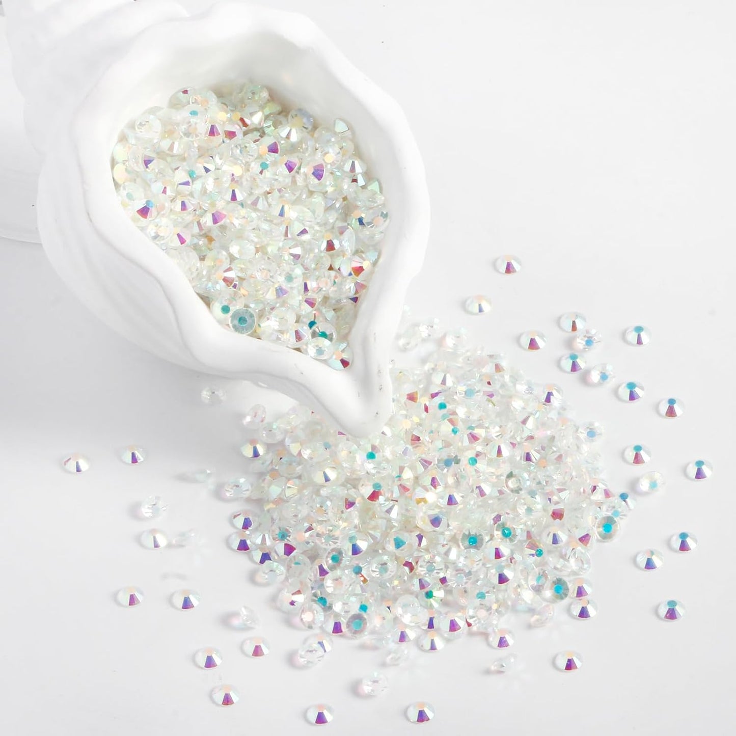 2000PCS SS16 Flatback Rhinestones | 12-Facet Diamond-Cut Glass Gems for Nail Art, Clothing, DIY Crafts |Glue-On Decoration Stones with Silver Backing(Transparent AB)