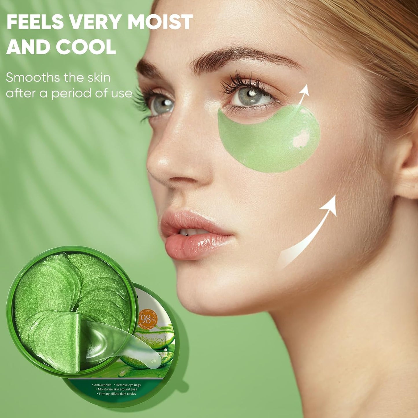 Aloe Vera Eye Mask (120 pcs) - Reduces puffiness and dark circles, firms and improves under-eye skin Under-eye patch for a rejuvenated look and minimises the appearance of fine lines and wrinkles.