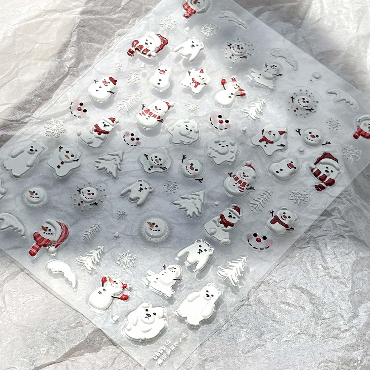 Christmas Nail Art Stickers 5D Embossed Snowman Nail Decals Cute Xmas Tree Nail Sticker Winter Nails Art Supplies for Women Christmas Holiday Manicure Decorations