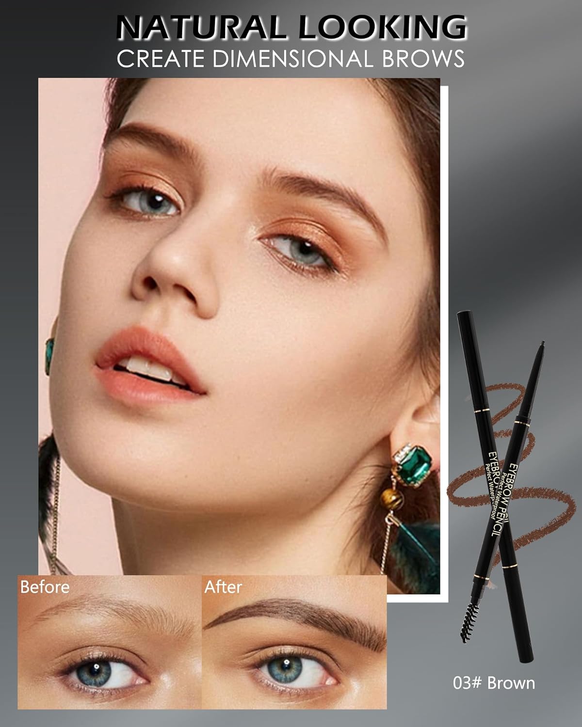 12Pcs Waterproof Brown Eyebrow Pencil Set, Professional Brow Micro Eyebrow Retractable Pencil, Ultra Fine Long Lasting for Perfect Eye Liner Brows Women Eye Makeup Shaping & Filling Brow Gel Pen- 03