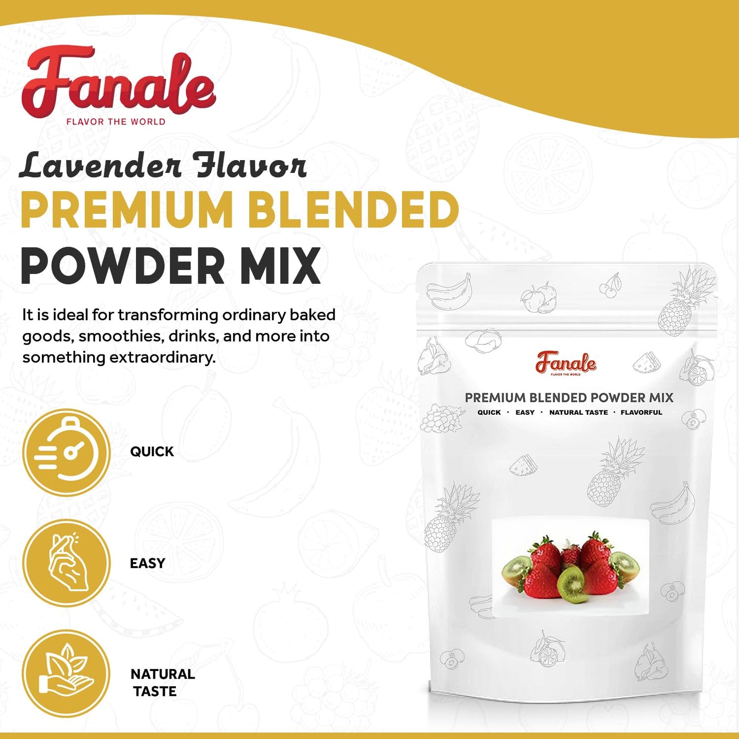 Fanale Premium Lavender Bubble Tea Flavoring Powder | Perfect for Baking, Smoothies, Desserts and Drinks | Instant Flavoring Powder for Boba Milk Tea - 2.2 Pounds (Pack of 20)