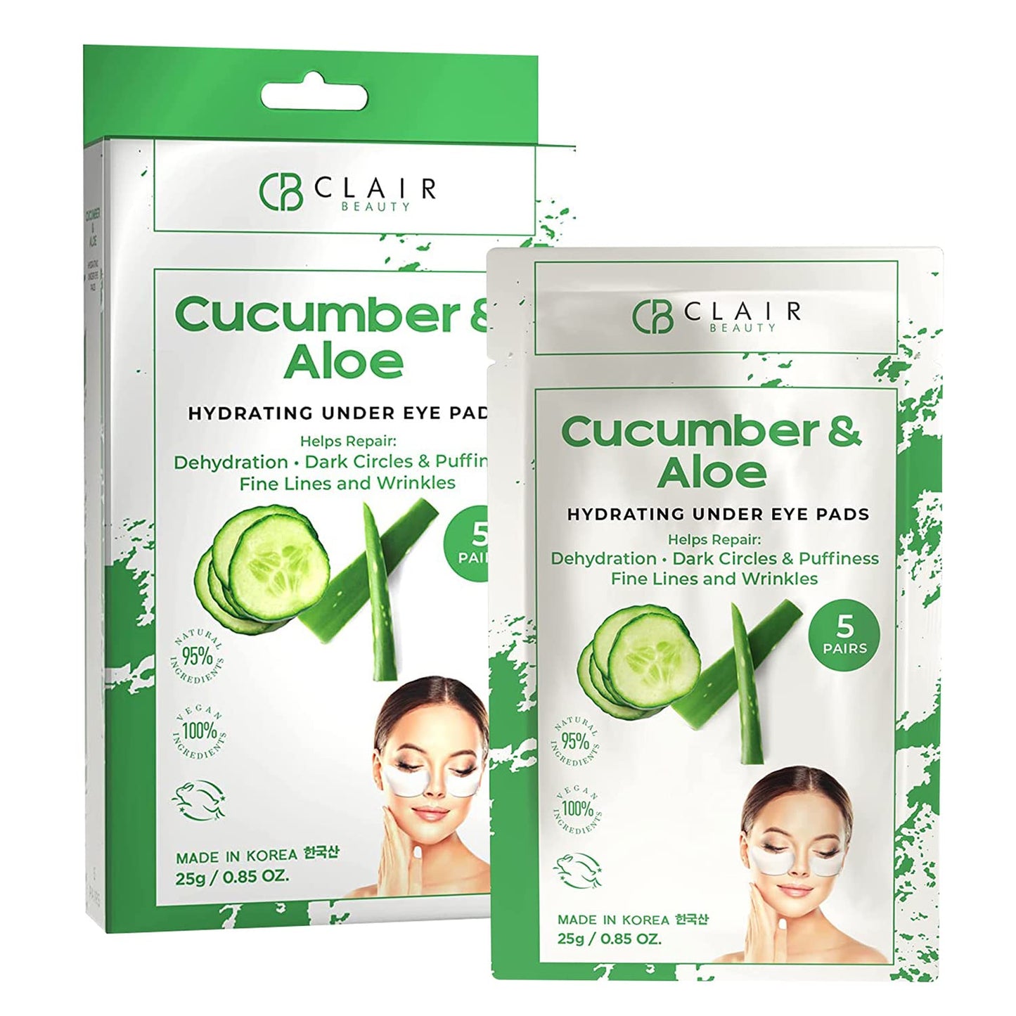 Cucumber & Aloe Under Eye Patches - Reduce Dark Circles and Puffiness, Fine Lines & Wrinkles, Anti Aging Under Eye Pads - Cruelty Free Korean Skin Care For All Skin Types