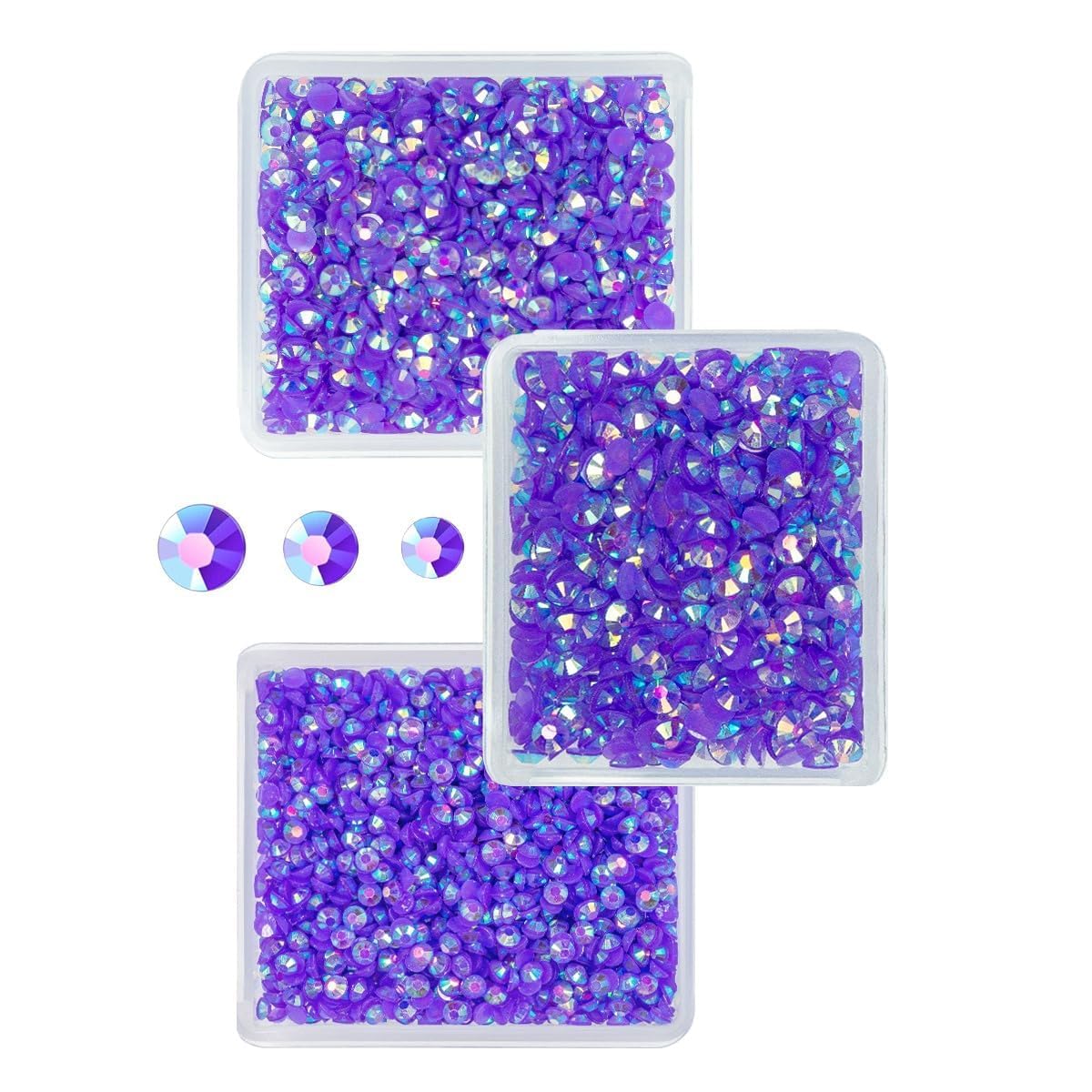 Dark Purple AB Resin Rhinestones for Crafting 3mm 4mm 5mm Violet Flatback Jelly Stones Bulk SS10 SS16 SS20 Non-Hotfix Diamonds Crystals Gems for Nails Face Eyes Makeup Body Tumblers DIY Crafts