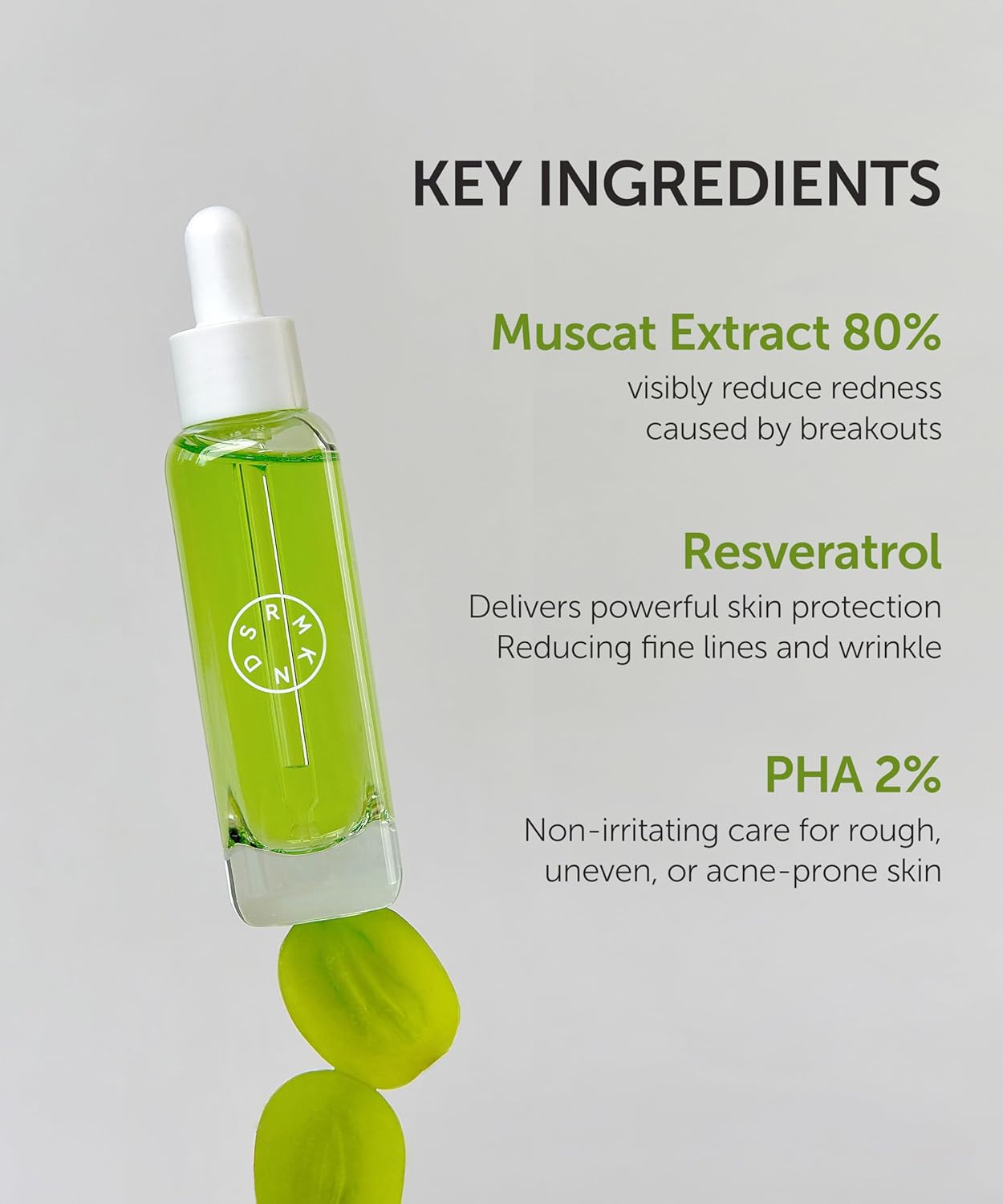 SERUMKIND Muscat Discoloration Correcting facial serum - 1fl oz - Blemishes & blackhead remover - Vegan Not Tested on Animals - Korean Skin Care - PHA Redness Relief and Exfoliating