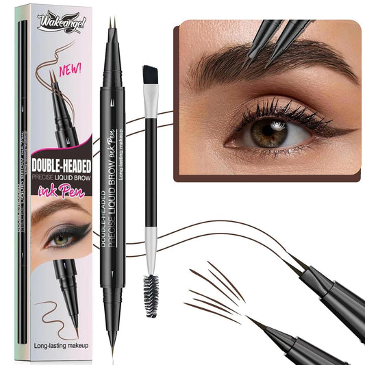 Eyebrow Pencil Dark Brown Liquid Eyebrow Pen 2 in 1 Dual-Ended Eye Brow Pencils for Women Waterproof Natural Brow Pencils Precise Brush Tip Create natural hair like eyebrows that last all day # 03
