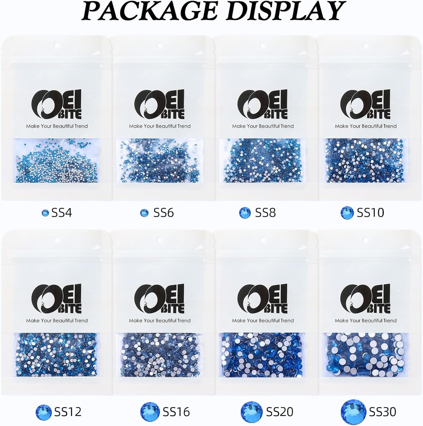 Capri Blue Flatback Rhinestones, Glass Rhinestones for Nail Art and Craft, Glue Fix, Loose Crystal Gemstones(Capri Blue, SS6, 1440pcs, 1.9-2.0mm)