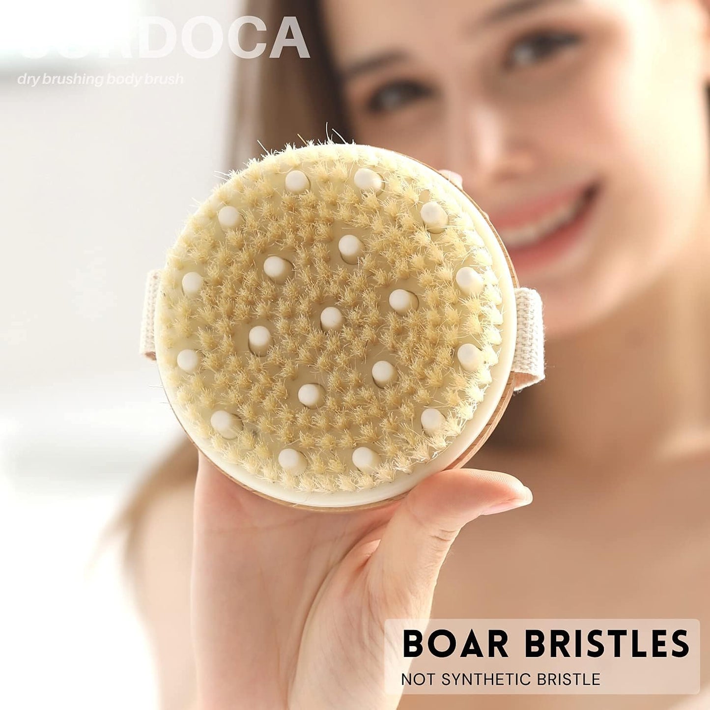 SURDOCA Dry Brushing Body Brush for Lymphatic Drainage, Wet & Dry Body Scrubber, Natural Exfoliating Brush, Pink