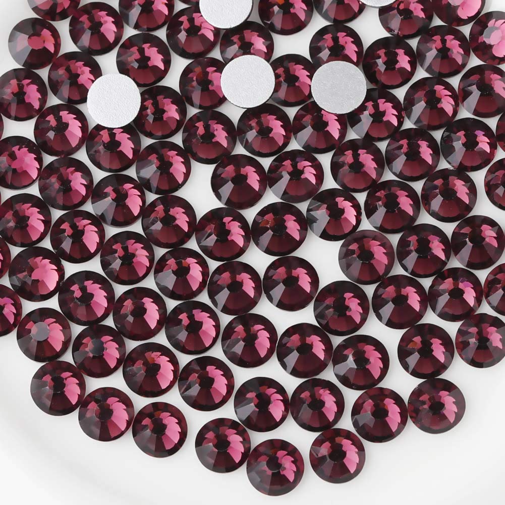 beadsland Flat Back Crystal Rhinestones Round Gems, Amethyst (6.4-6.6mm) SS30/288pcs
