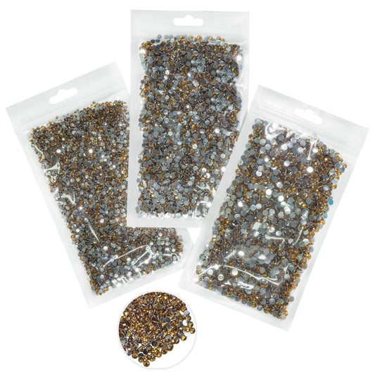 16000PCS Amber Brown Resin Rhinestones Bulk for Crafting 3mm 4mm 5mm Flatback Diamonds No-Hotfix Stones Crystals Gems Charms for Nails Face Eyes Makeup Tumblers Bottles DIY Crafts Clothes Shoes