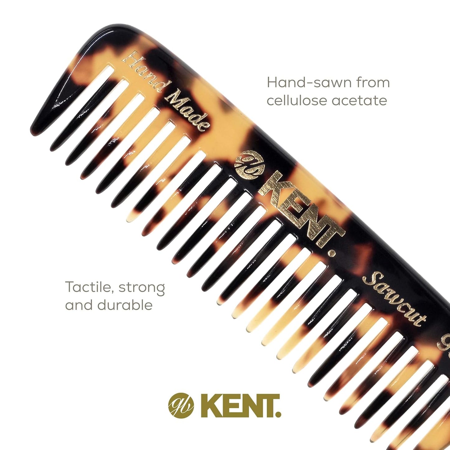Kent 93T Tokyo Yellow Wide Tooth Small Comb for Men's Mustache and Beard Grooming, Pocket Sized Detangler Travel Comb, Saw-Cut and Polished, Handmade in England