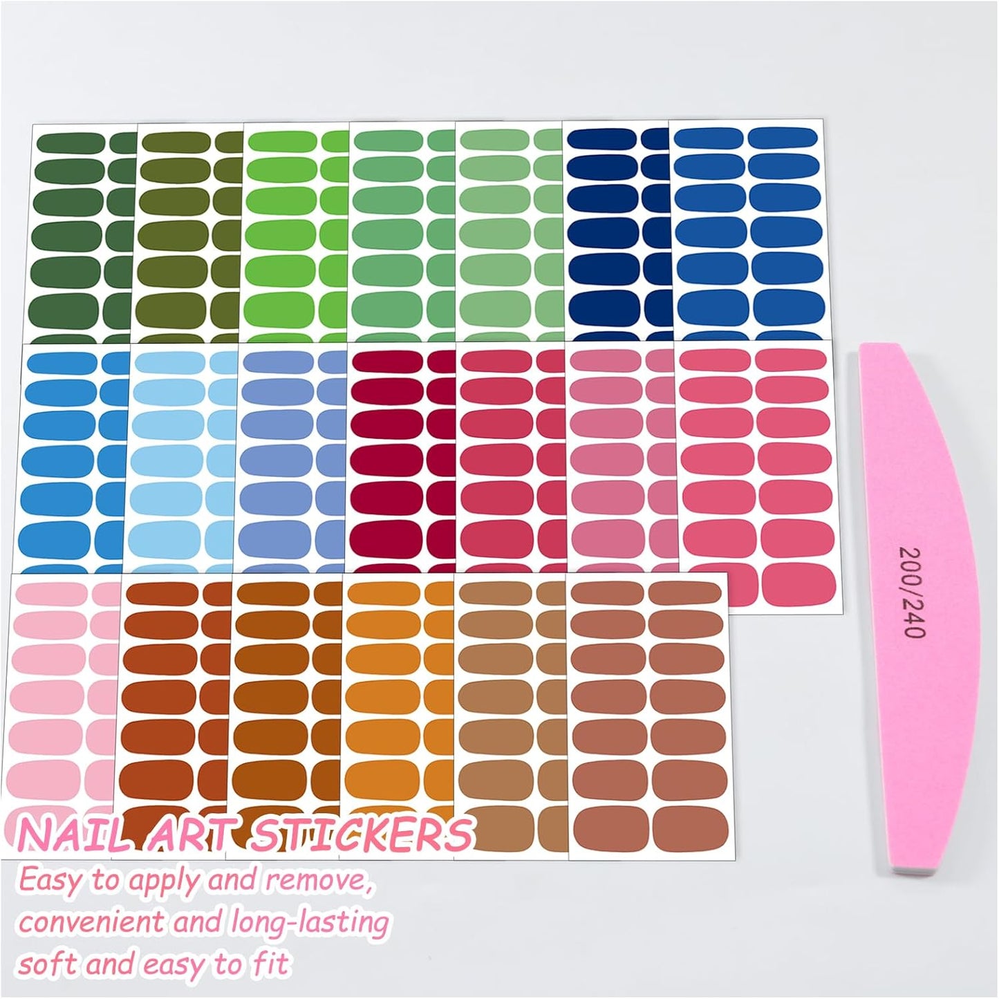 SILPECWEE Nail Polish Strips (20 Sheets, Bright Color), Nail Polish Stickers Full Nail Wraps Self Adhesive Nail Stickers Gel Strips Fingernail Sticker Nails for Women with File