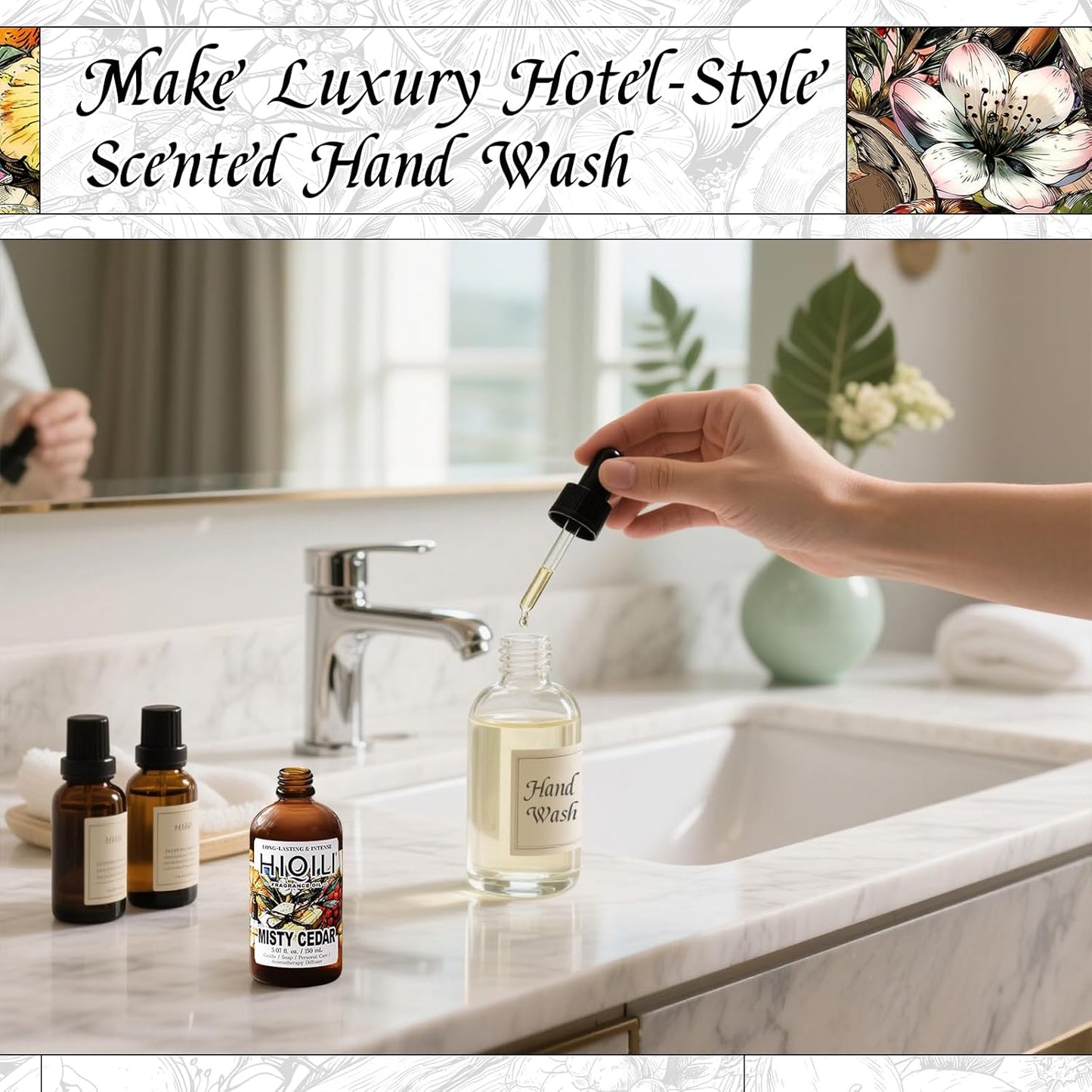 HIQILI Misty Cedar Fragrance Oil for Candle & Soap Making, DIY Fresh Hand Wash, Luxury Hotel Scents for Air Diffuser - 5.07 Fl Oz