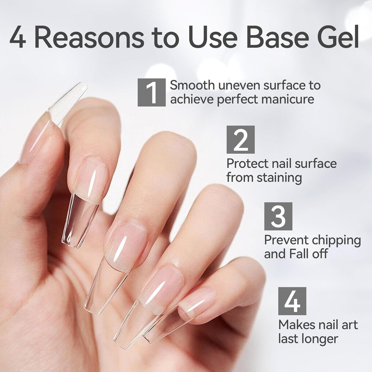 Born Pretty Gel Nail Polish No Wipe Base Gel Coat,15ml for Gel Nail Polish Soak Off LED Nail Lamp Gel Base Gel Upgraded Formula Long-Lasting DIY Home and Nail Salon