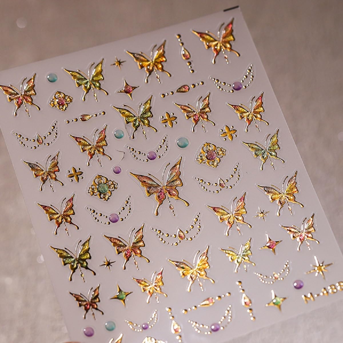 Gold Butterfly Nail Art Stickers 5D Embossed Butterflies Nail Decals Self Adhesive Luxury Shiny Nails Art Design Manicure Supplies Charm for Women Nails Decorations Accessories