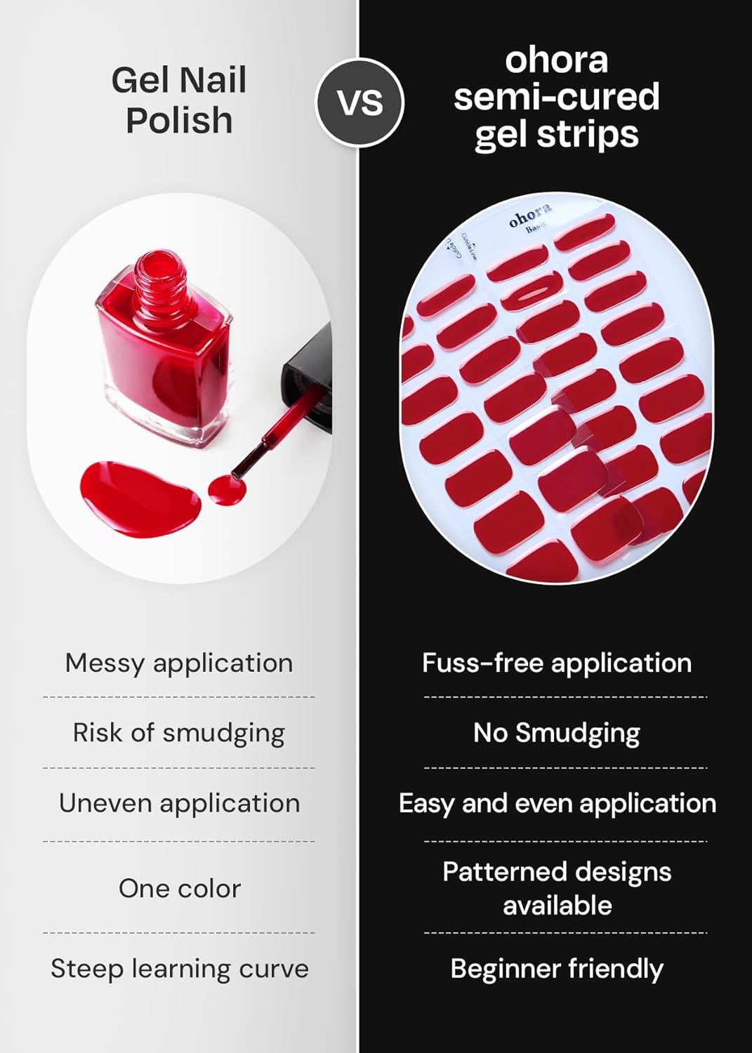 ohora Semi Cured Gel Nail Strips (N Vanilla Chrome) - Works with Any Nail Lamps, Salon-Quality, Long Lasting, Easy to Apply & Remove - Includes 2 Prep Pads, Nail File & Wooden Stick