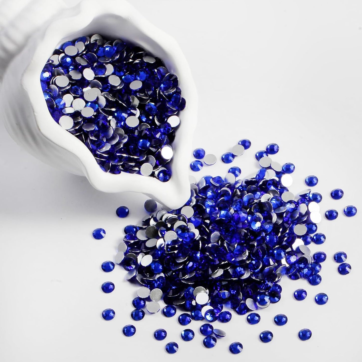 2000PCS SS20 Flatback Rhinestones | 12-Facet Diamond-Cut Glass Gems for Nail Art, Clothing, DIY Crafts |Glue-On Decoration Stones with Silver Backing(Sapphire)