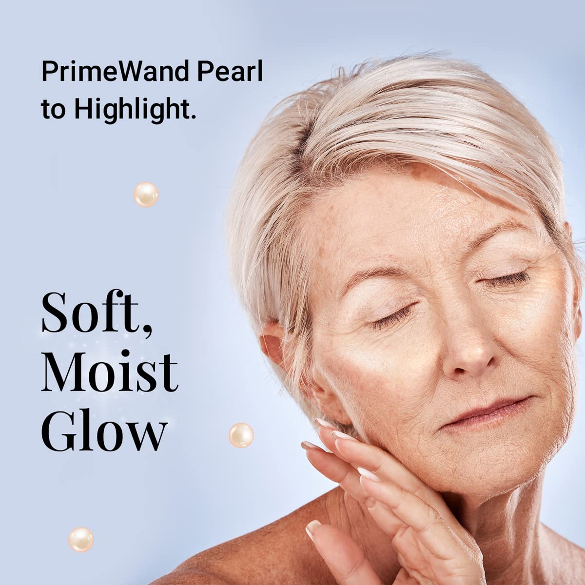 PrimeWand Pearl Stunning & Natural Pro-Age Makeup Highlighter Stick for Mature Women Infused With Pearl Extract