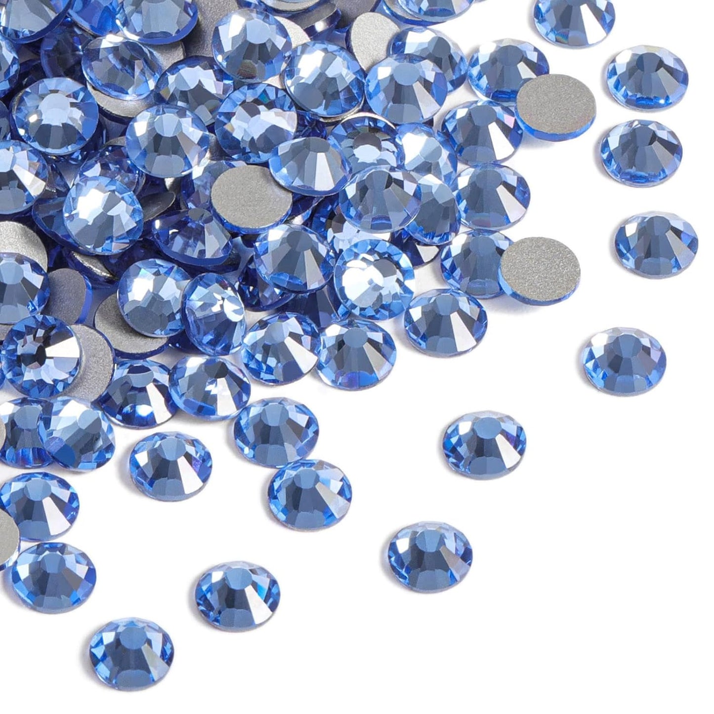 Beadsland 2880pcs Flat Back Crystal Rhinestones Round Gems for Nail Art and Craft Glue Fix,Light Blue,SS4,1.5-1.7mm