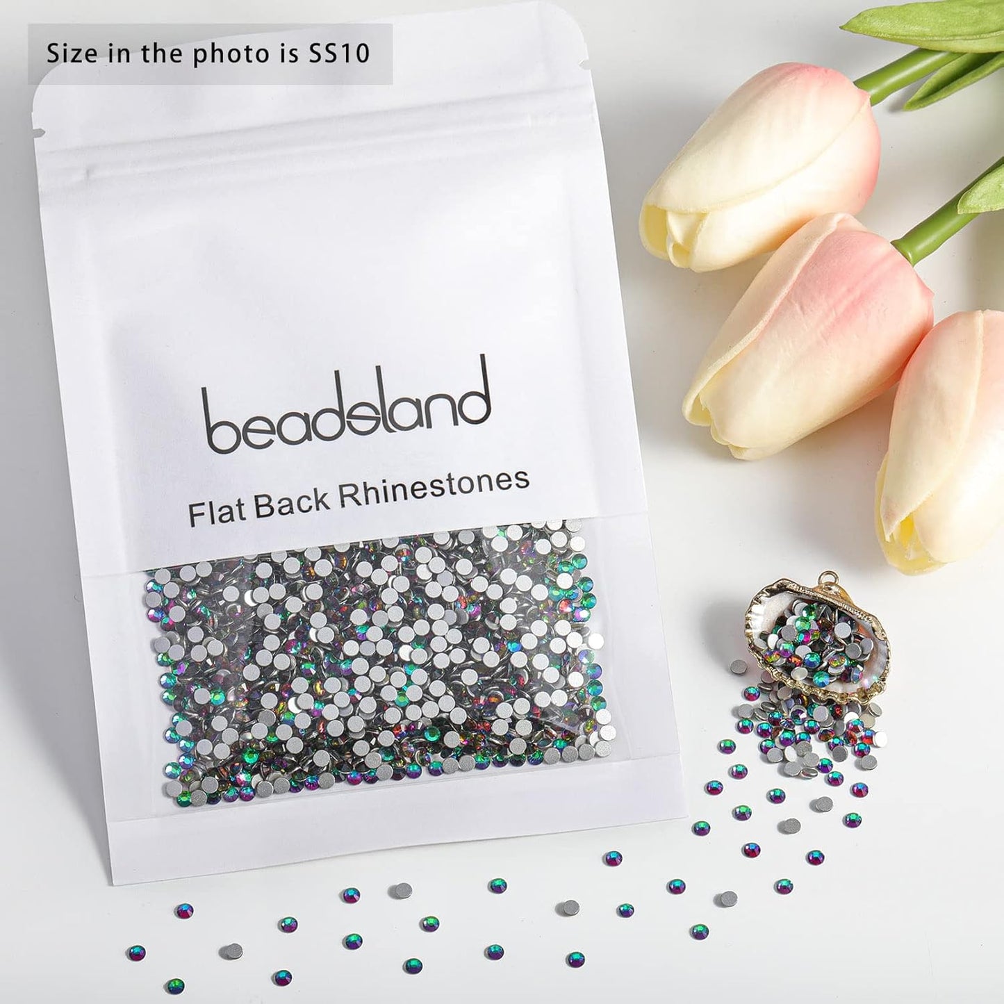 beadsland Flat Back Crystal Rhinestones Round Gems, Green Volcano (2.7-2.8mm) SS10/1440pcs