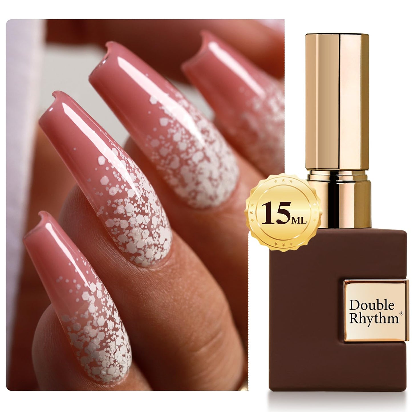 Double Rhythm 15ML Glitter Gel Polish Shimmer Reflective Holographic Color Magnetic for Nail Art Salon DIY at Home (B1079-Snowflake)