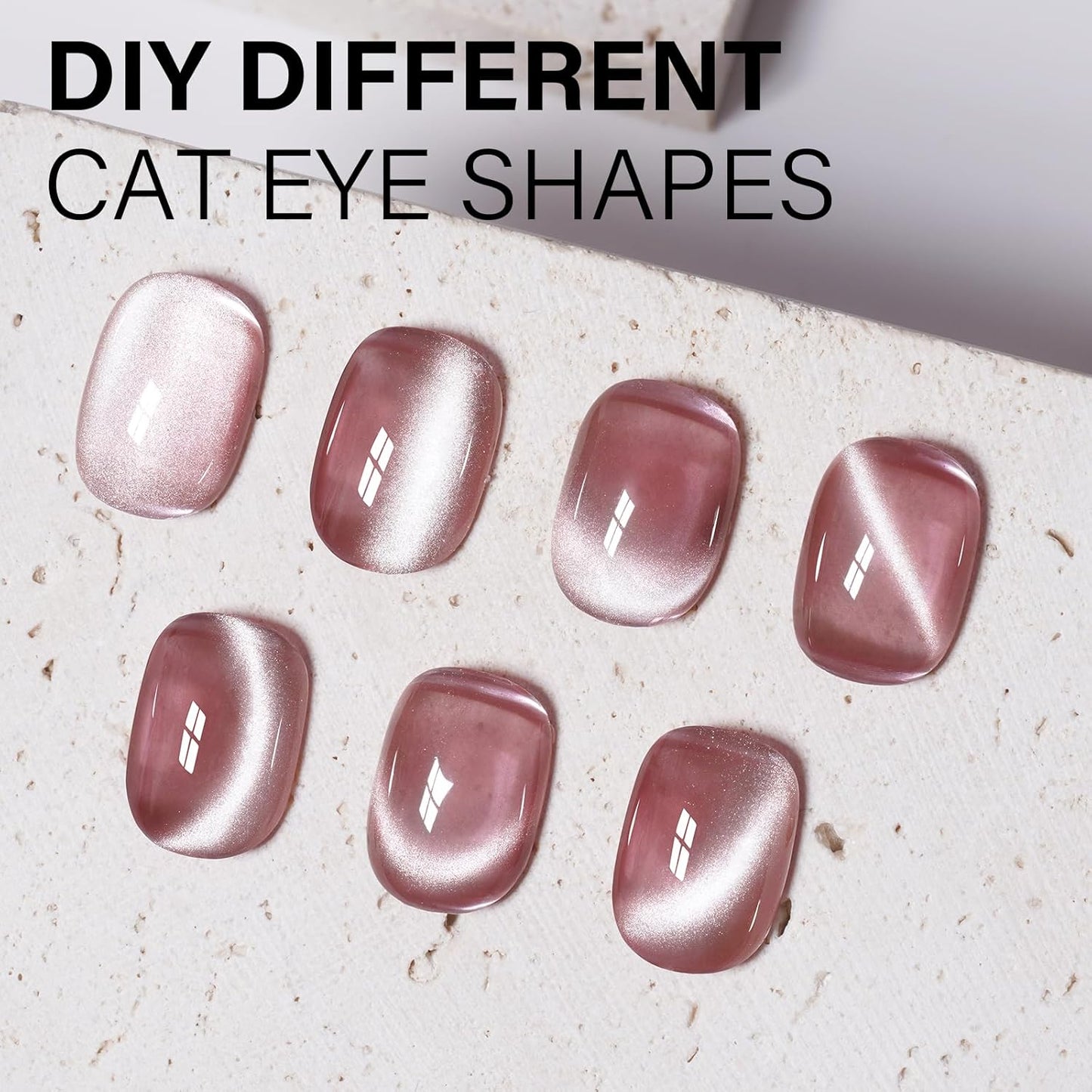 AILLSA Cat Eye Gel Nail Polish Pink Crystal Glitter Polish with Magnet, Nude Burgundy Glass Shimmer Nail Polish Jelly Color Reflective Translucent U V Gel Salon DIY at Home 0.5 OZ GF25