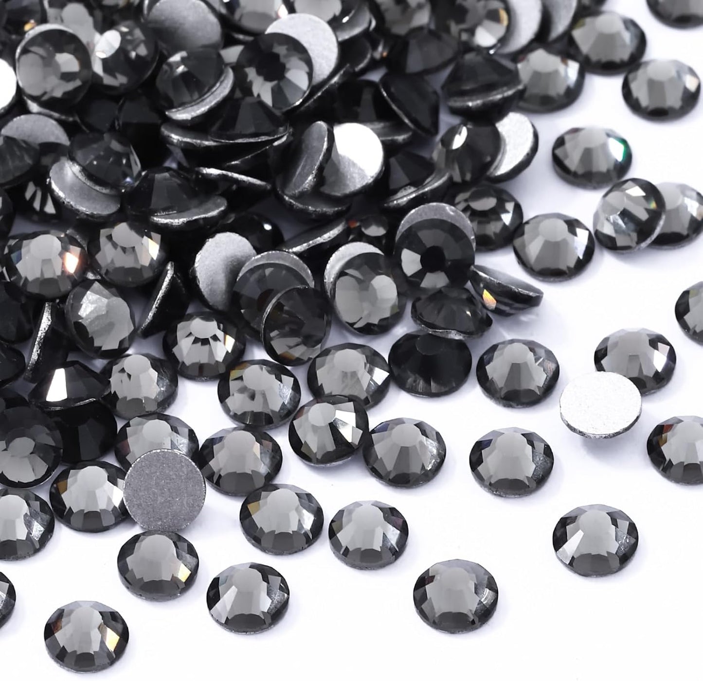 Gray Flatback Rhinestones, Glass Rhinestones for Nail Art and Craft, Glue Fix, Loose Crystal Gemstones(Gray, SS12, 1440pcs, 2.9-3.0mm)