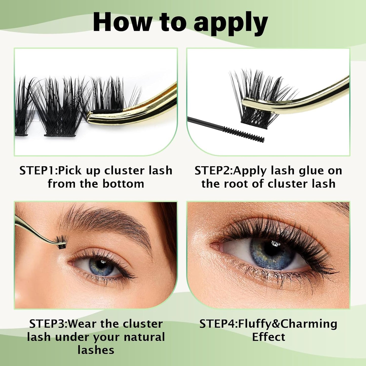 Lash Clusters 96pcs Individual Lashes D Curl 16mm Eyelash Clusters KEYYOU Volume Wispy Lash Extension Soft&Comfortable Easy DIY at Home(Y22,D-16mm)