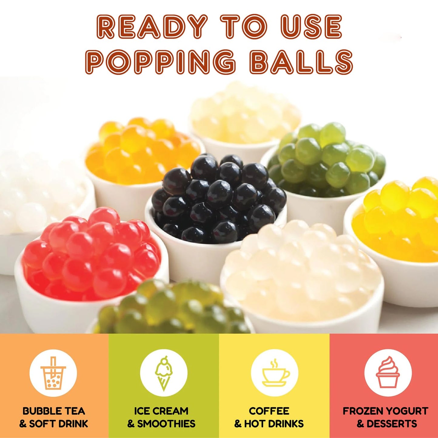 Fanale Yogurt Popping Boba Pearls, Vegan, Non GMO, Gluten Free, Fat Free, Perfect for Bubble Tea, Smoothies, Ice Cream, Desserts, and Beverages.