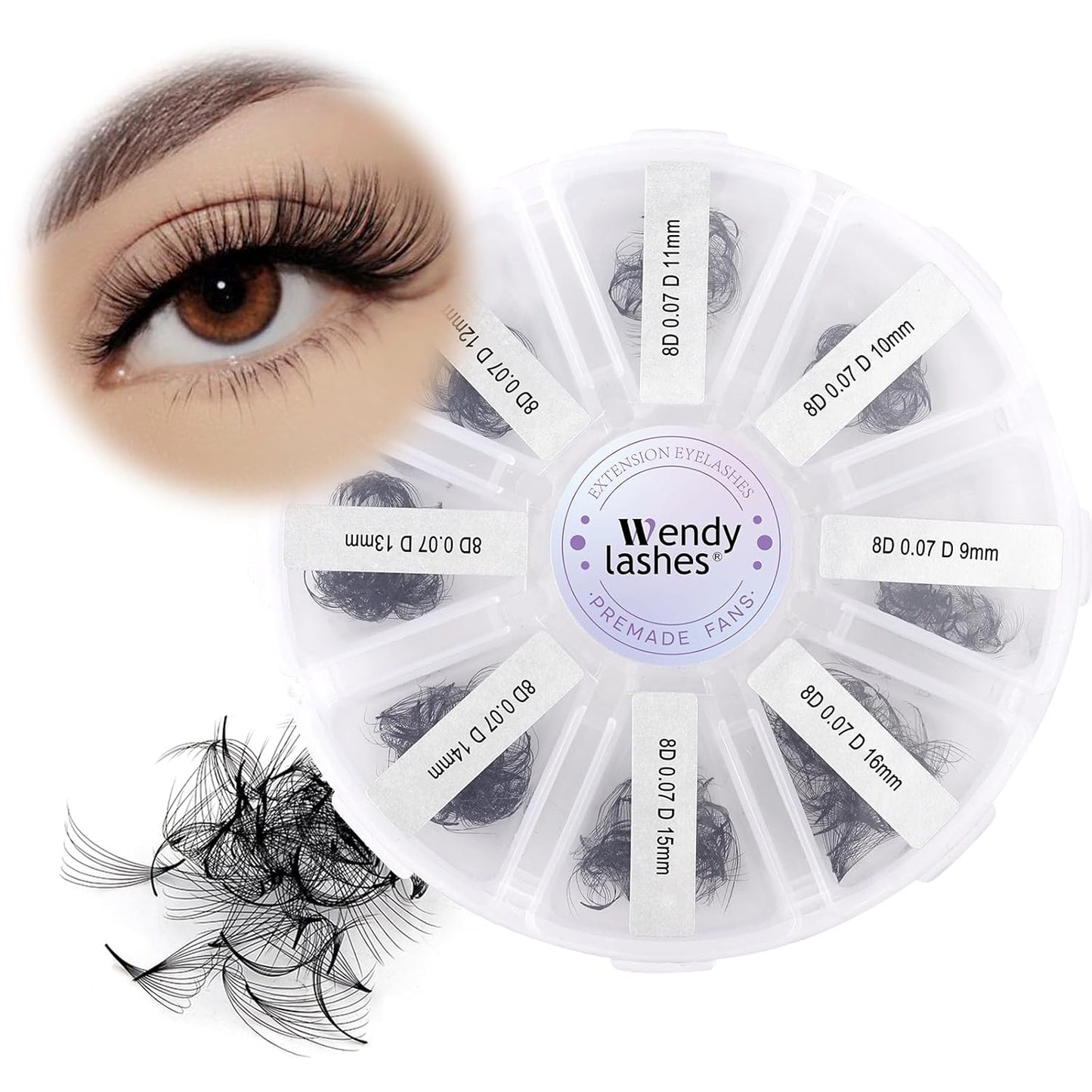 Pre-made Fans Eyelash Extension 500+8D Loose Volume Fans D Curl Premade Volume Fans 9-16mm