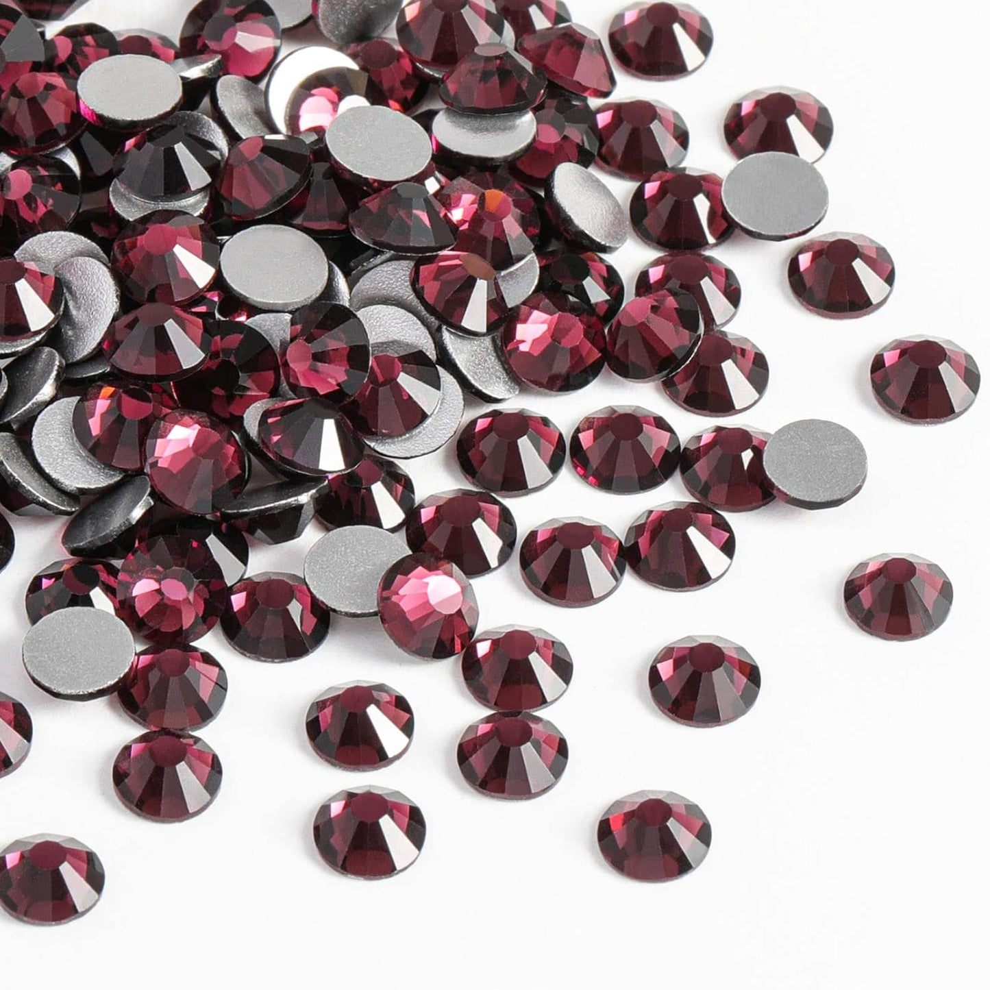 Beadsland 288pcs Flat Back Crystal Rhinestones Round Gems for Nail Art and Craft Glue Fix, Amethyst, SS34,7.1-7.3mm