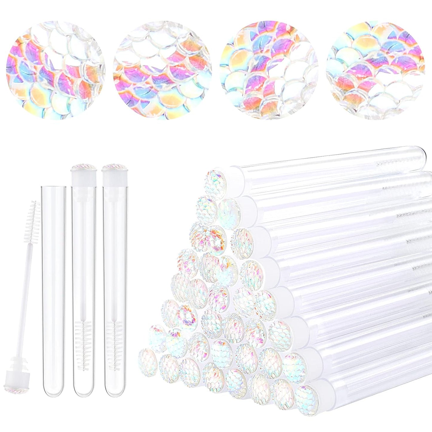 50pcs Lash brush Mascara wands and tubes Spoolies for eyelash extensions Mascara wand tubes scale white