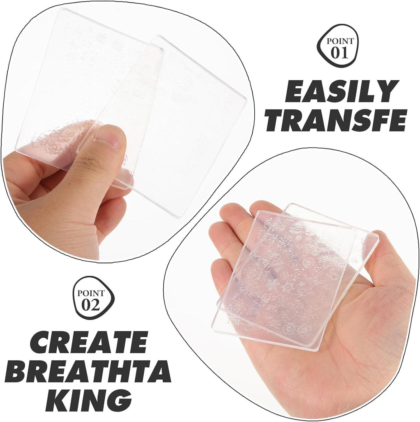 2pcs Nail Art Nail Stamping Plate, Manicure Silicone Template, Butterfly and Flower Series Art Stencils DIY Stamp Plates 3D Printing Mold