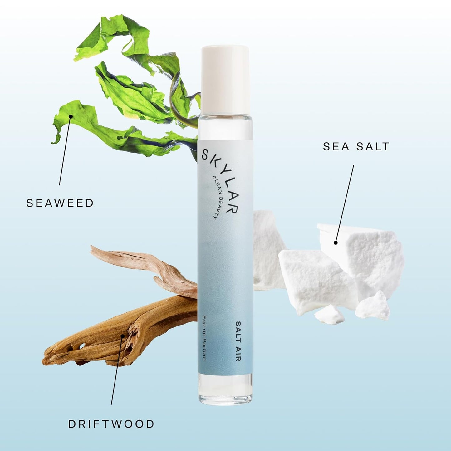 Skylar Salt Air Eau de Parfum - Hypoallergenic & Clean Perfume for Women & Men, Vegan & Safe for Sensitive Skin - Fresh Perfume with Notes of Driftwood, Sea Salt & Seaweed - 10mL /0.33 Fl oz