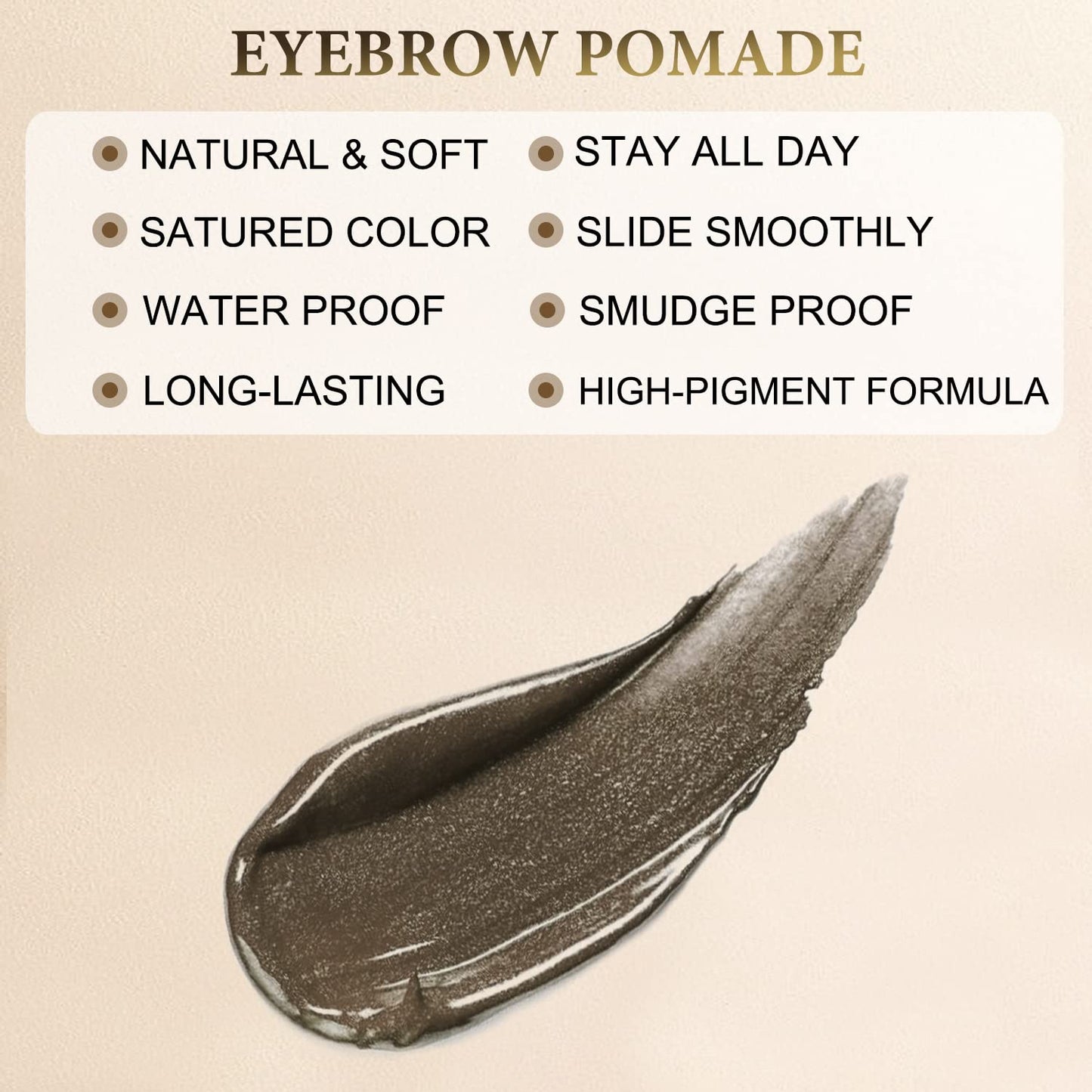 Eyebrow Makeup Kit - 4 Tip Waterproof Microblading Pencil, Eyeliner, Pomade, Dual-ended Brush - Natural Looking - Ebony