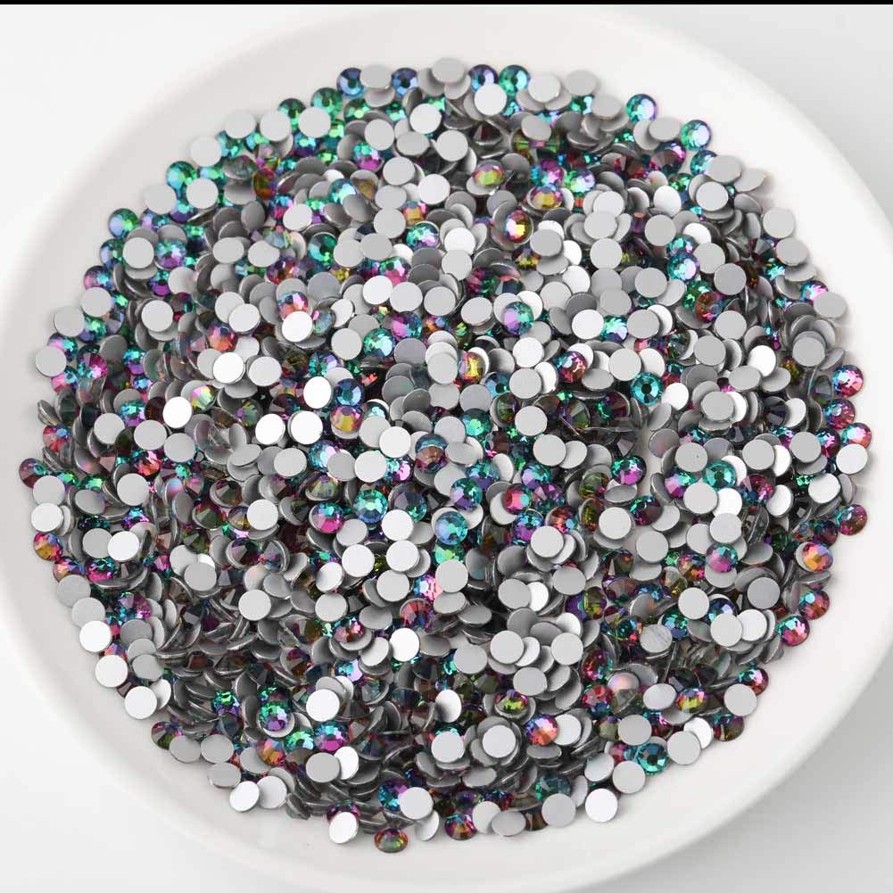 beadsland Flat Back Crystal Rhinestones Round Gems for Nail Art and Craft Glue Fix,Green Volcano (2.9-3.0mm) SS12/1440pcs