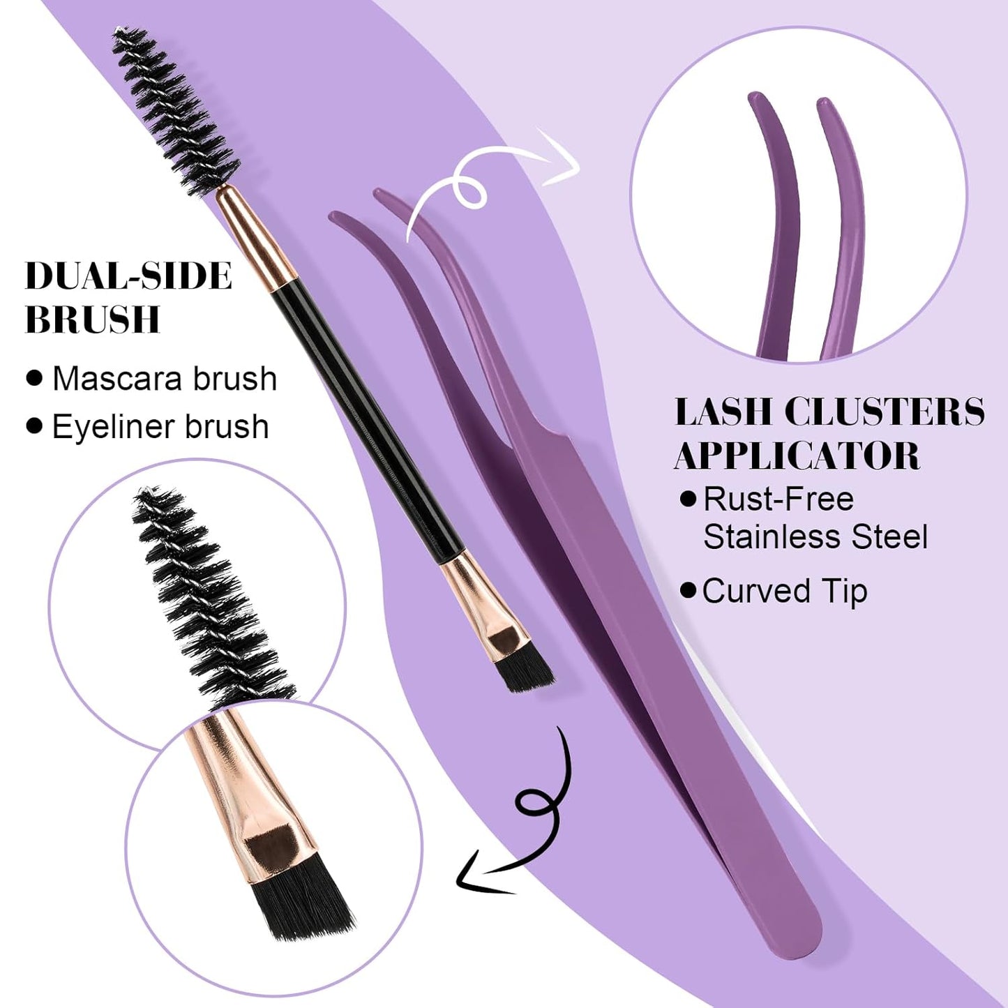 B&Q Lash Clusters Kit 280PCS Eyelash Clusters Kit,30D 50D D 9-16MIX Individual Lash Comfortable Eyelash Extension Set, Classic Look with Bond and Seal Waterproof, Remover DIY at Home(Set,30D50D)