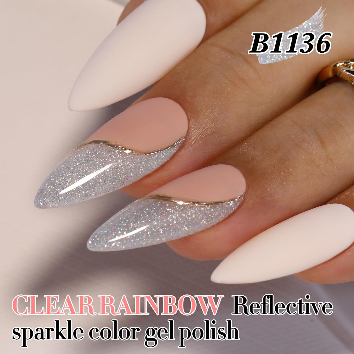 Double Rhythm 15ML Glitter Gel Polish Shimmer Reflective Holographic Color Magnetic for Nail Art Salon DIY at Home (B1136)
